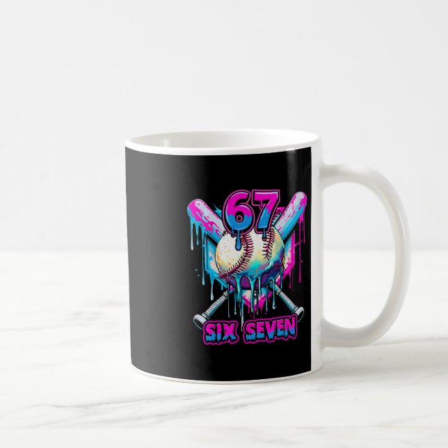 Six Seven Glassigt Grädde Gen Alpha Slang 6 7 Tren Kaffemugg (Höger)
