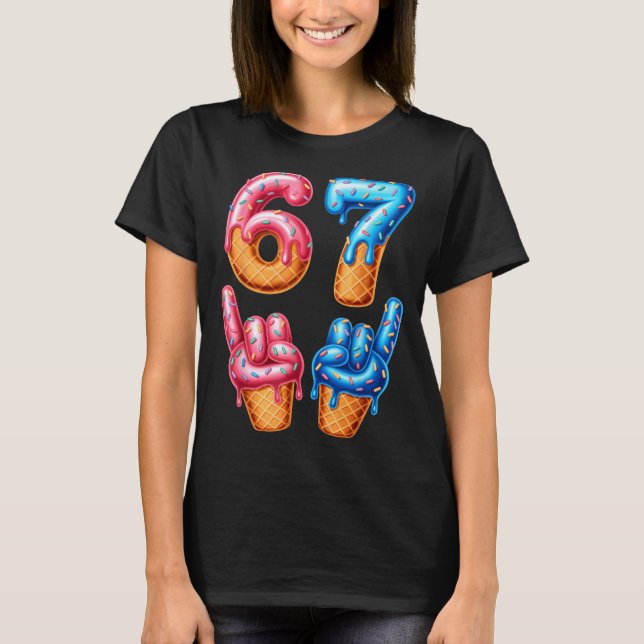 Six Seven Ice Cream Drip 67  T Shirt (Framsida)