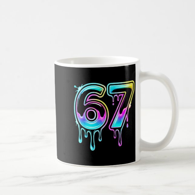 Six Seven Ice Cream Drip Cool Meme 67 Funny 6 7 Bo Kaffemugg (Höger)