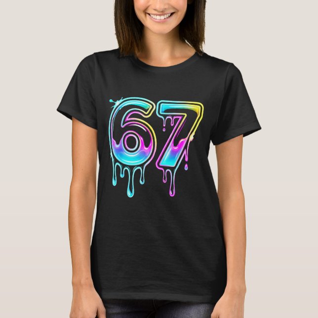 Six Seven Ice Cream Drip Cool Meme 67 Funny 6 7 Bo T Shirt (Framsida)
