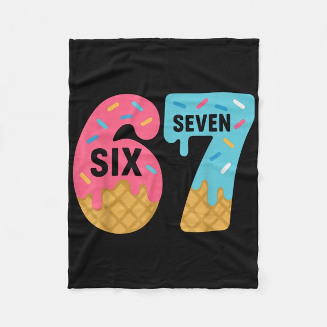Six Seven Ice Cream Drip Cool Meme 67 Funny Drippi Fleecefilt (Framsidan)