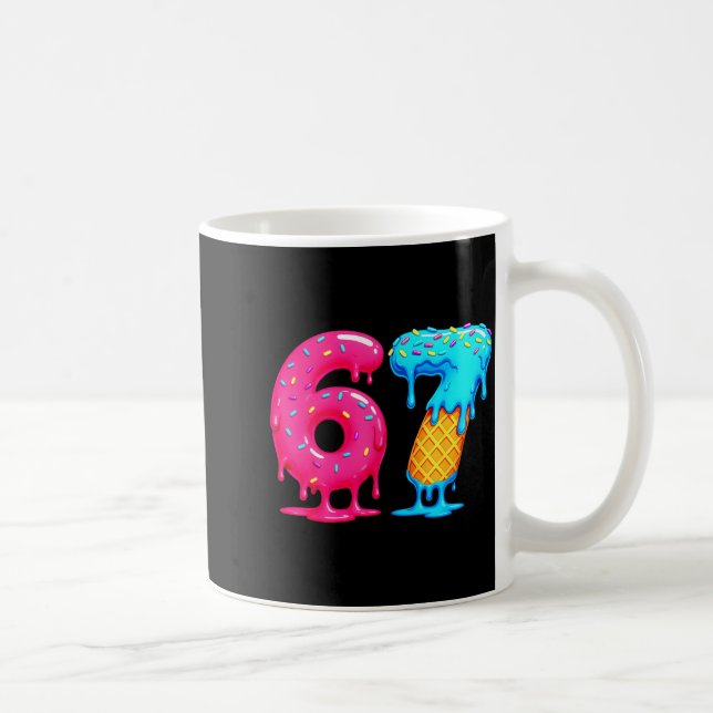 Six Seven Ice Cream Drip Cool Meme 67 Funny Number Kaffemugg (Höger)