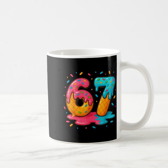 Six Seven Ice Cream Drip Cool Meme 67 Funny Number Kaffemugg (Höger)
