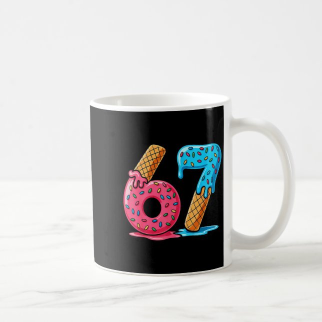 Six Seven Ice Cream Drip Cool Meme 67 Funny Number Kaffemugg (Höger)