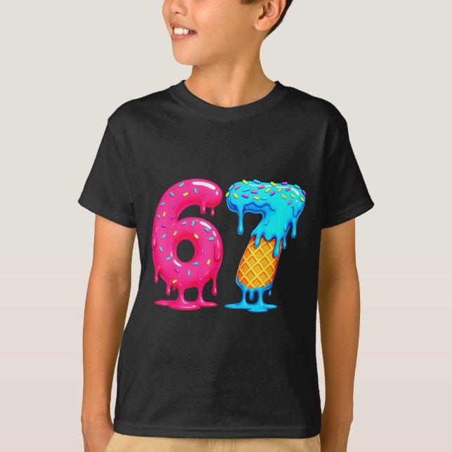 Six Seven Ice Cream Drip Cool Meme 67 Funny Number T Shirt (Framsida)