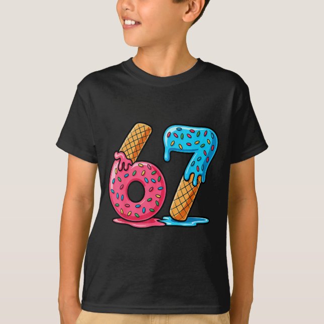 Six Seven Ice Cream Drip Cool Meme 67 Funny Number T Shirt (Framsida)