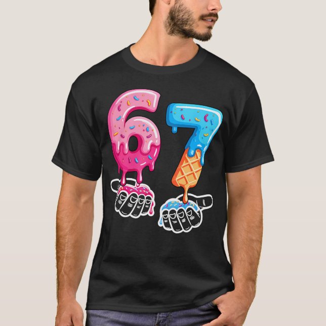 Six Seven Ice Cream Drip Cool Meme 67 Funny Number T Shirt (Framsida)
