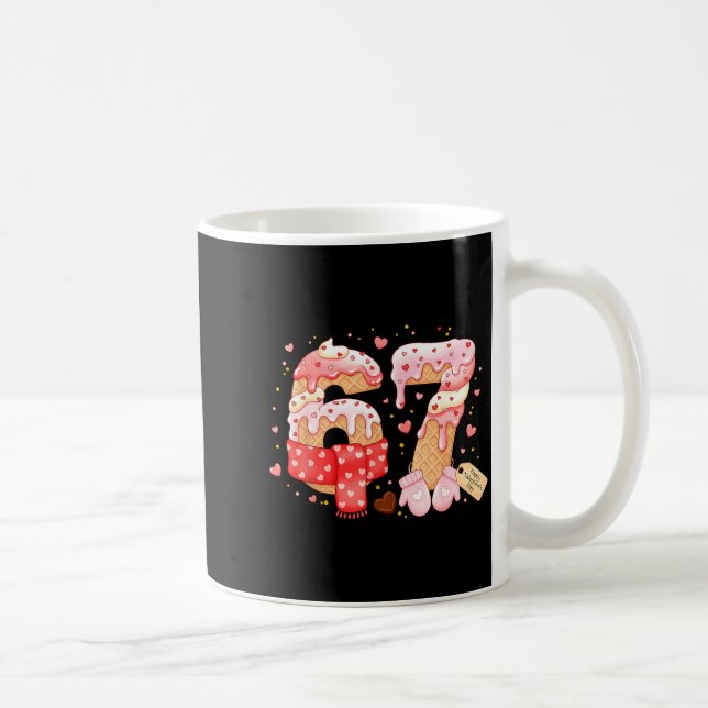 Six Seven Ice Cream Drip Cool Meme 67 Funny Valent Kaffemugg (Höger)