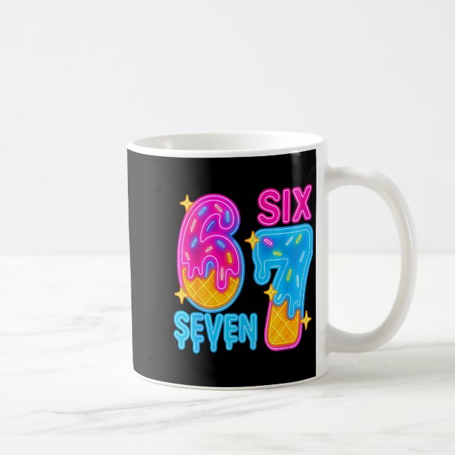Six Seven Ice Cream Drip Meme 67 Funny Gen Alpha S Kaffemugg (Höger)