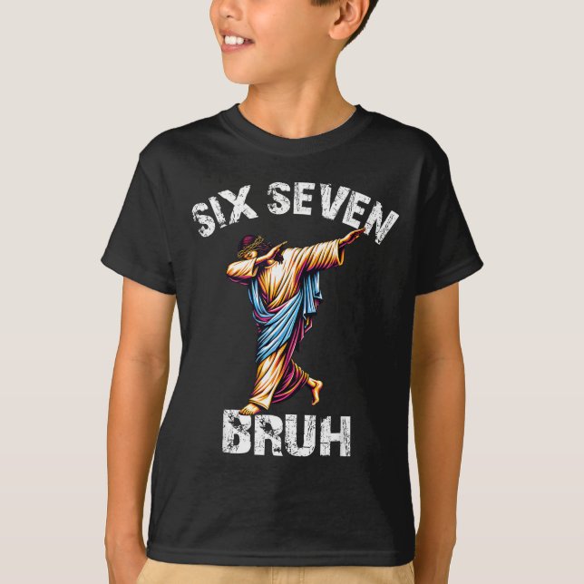 Six Seven Jesus Dabbing Christmas 6 7 Meme 67 Kids T Shirt (Framsida)