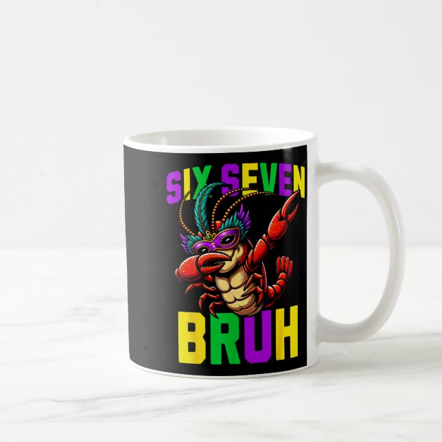 Six Seven Mardi Gras Bruh Dabbing Crawfish 67 Meme Kaffemugg (Höger)