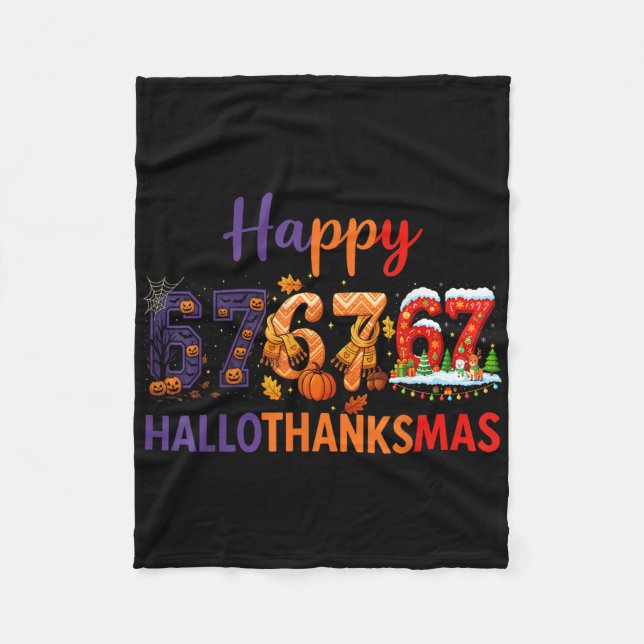 Six Seven Meme 67 Hallothanksmas Halloween jul Fleecefilt (Framsidan)
