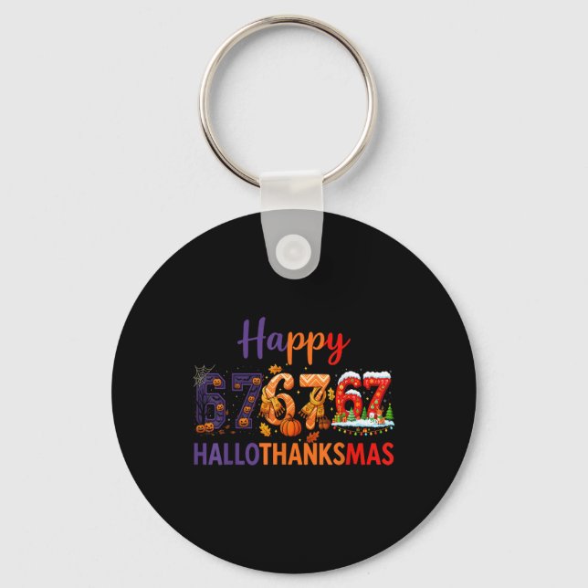 Six Seven Meme 67 Hallothanksmas Halloween Jul Nyckelring (Framsida)
