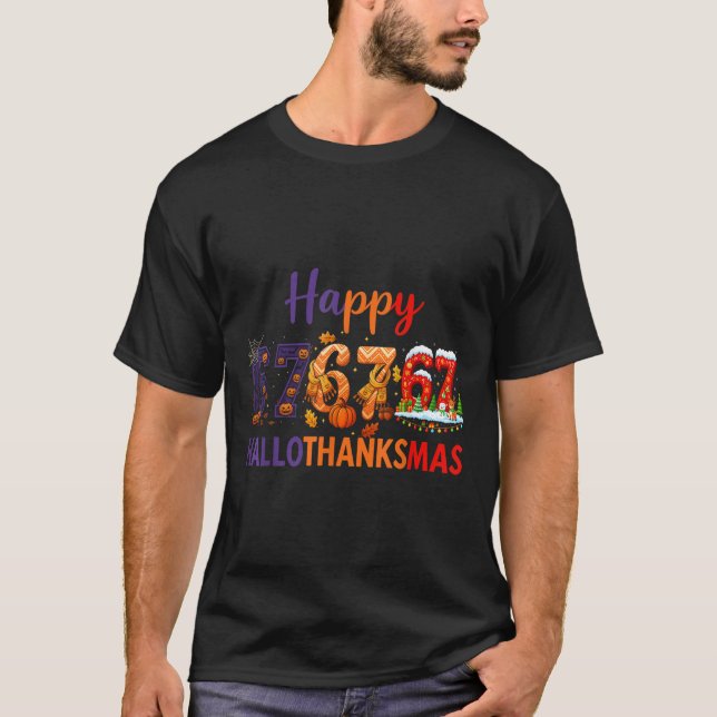 Six Seven Meme 67 Hallothanksmas Halloween Jul T Shirt (Framsida)