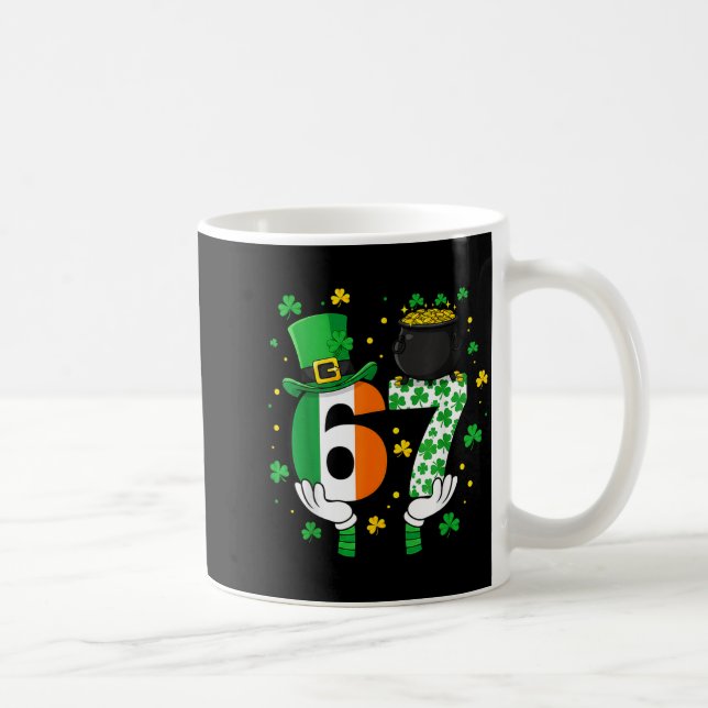 Six Seven Meme 67 St Patricks Day Shamrocks Män Kv Kaffemugg (Höger)