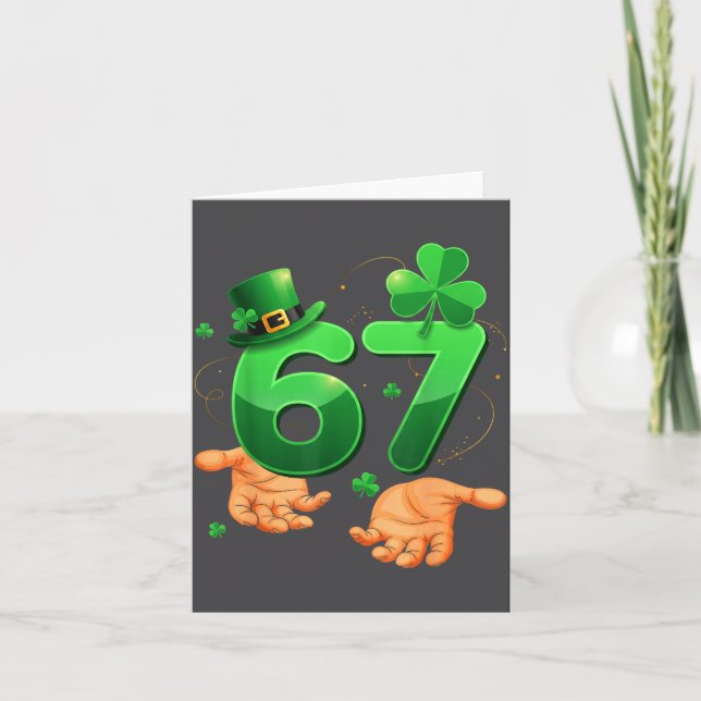 Six Seven Meme 67 St Patrick's Day Shamrocks Män W Kort (Framsida)