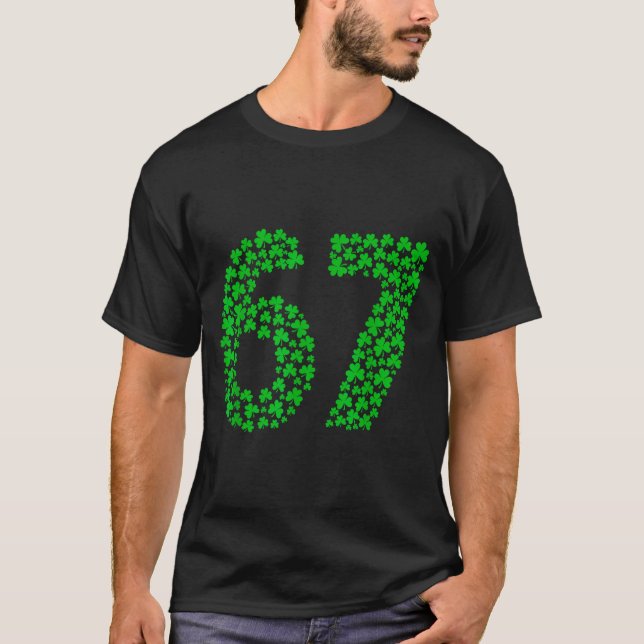 Six Seven Meme 67 St Patricks Day Shamrocks Män W T Shirt (Framsida)