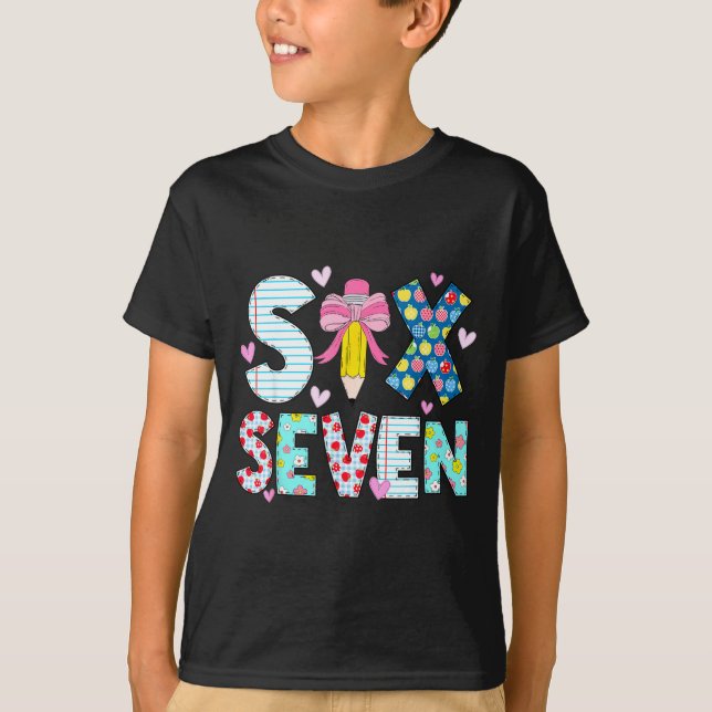 Six Seven Meme 67 Teacher Women Students Kids 6-7  T Shirt (Framsida)