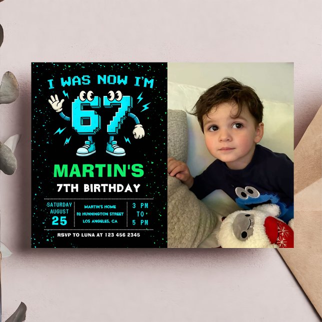 Six Seven Meme 6 7 Birthday Photo Invitation Inbjudningar (Skapare uppladdad)