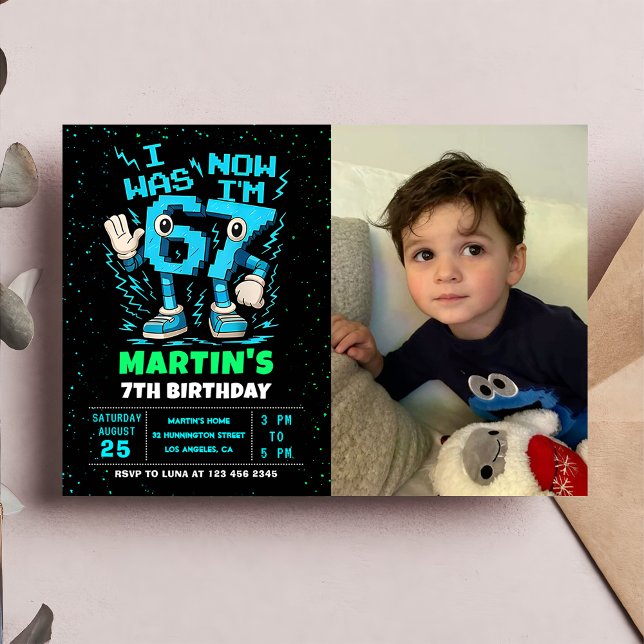 Six Seven Meme 6 7 Birthday Photo Invitation Inbjudningar (Skapare uppladdad)