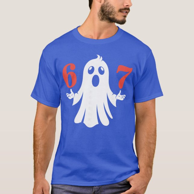 Six Seven Meme 6 7 Halloween Ghost Costume T Shirt (Framsida)