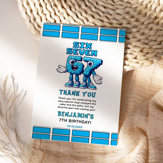 Six Seven Meme 7th Birthday | Funny Trendy Tack Kort (Six Seven Meme 7th Birthday | Funny Trendy Thank You Card
)