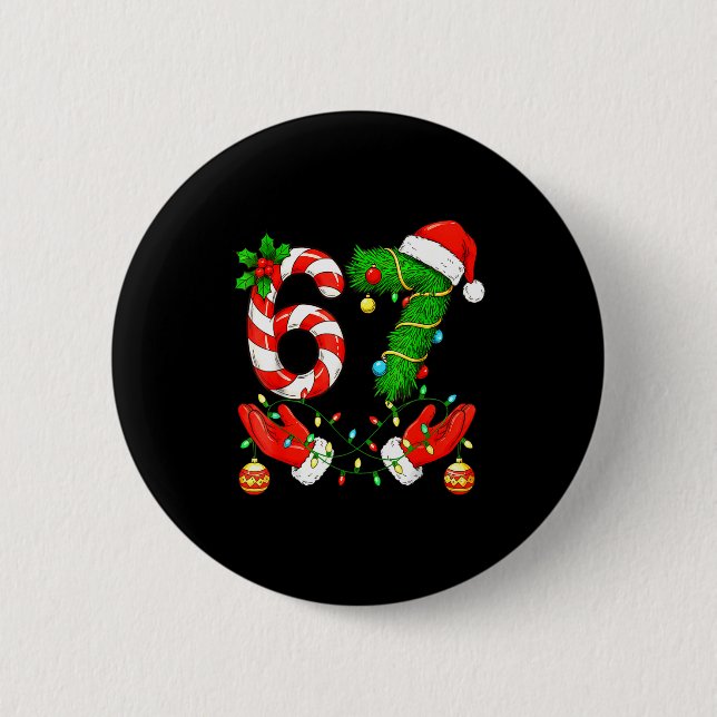 Six Seven Meme Christmas 67 Santa Funny Christmas  Knapp (Framsida)