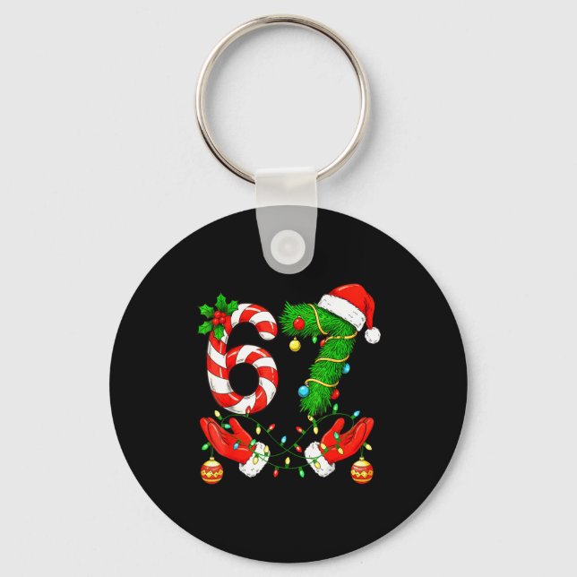 Six Seven Meme Christmas 67 Santa Funny Christmas  Nyckelring (Framsida)