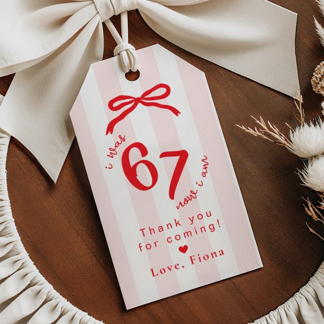 Six Seven Meme Coquette Birthday Thank you Presentetikett (Skapare uppladdad)