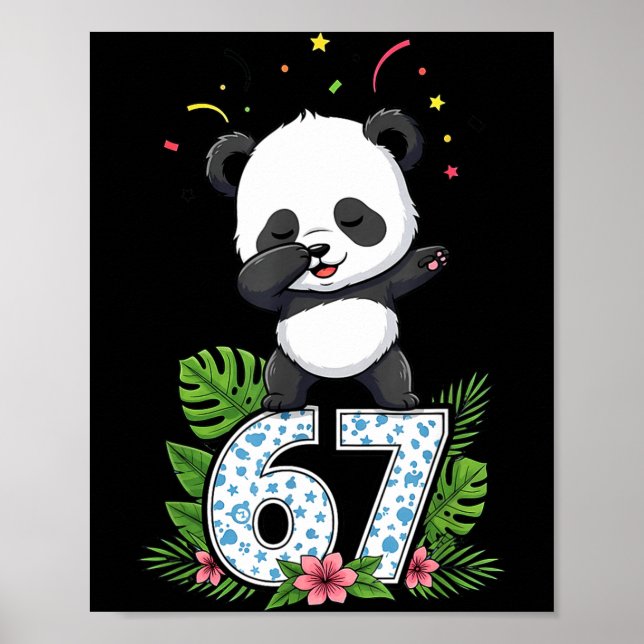 Six Seven Meme Dabbing Baby Panda 67 Funny Gen Z A Poster (Framsidan)