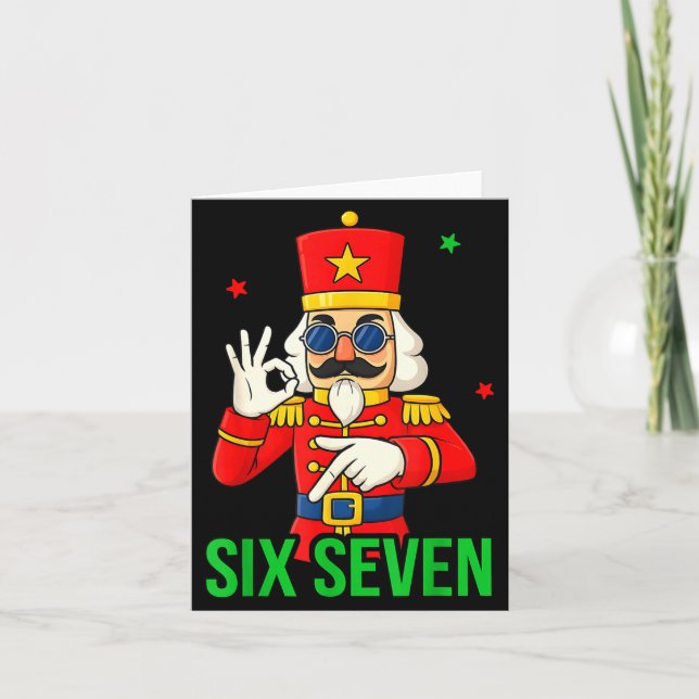 Six Seven Meme Funny Holiday Toy Soldier  Kort (Framsida)