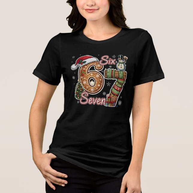 Six Seven Meme Gingerbread Christmas Gift T Shirt (Framsida)
