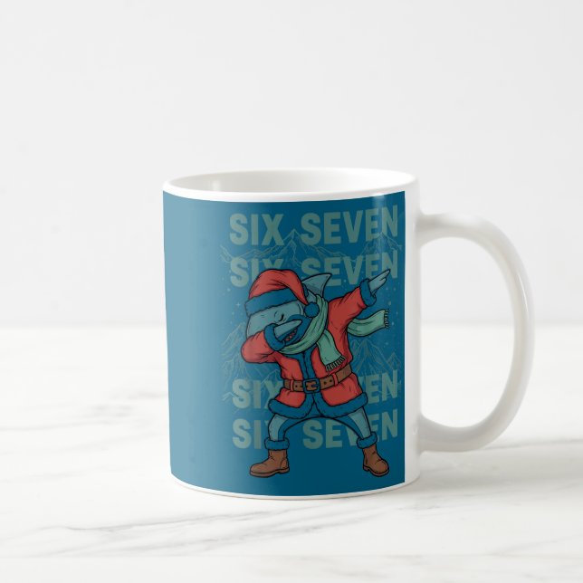 Six Seven Meme Shark Dab Se Dabbing Funny Xmas 67  Kaffemugg (Höger)