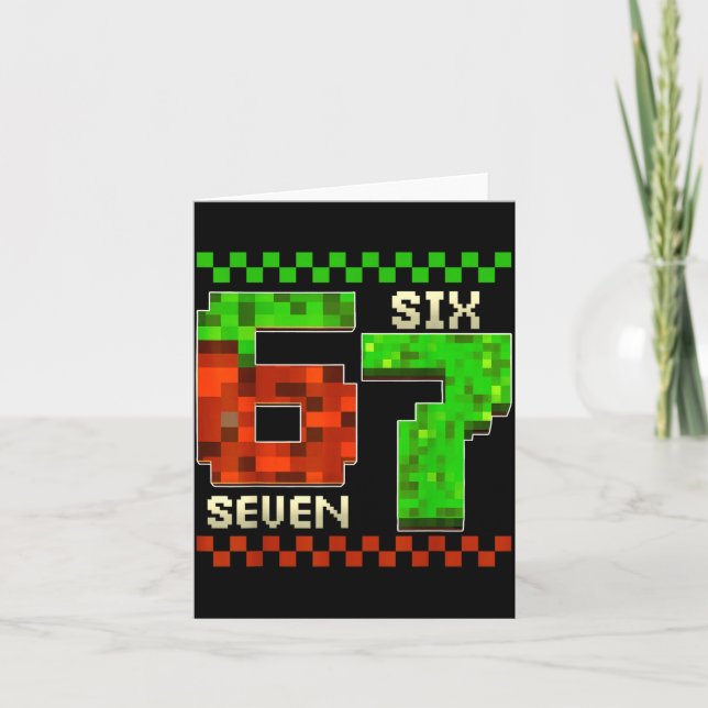 Six Seven Meme Video Gamer Boys Kids 67 Birthday 6 Kort (Framsida)