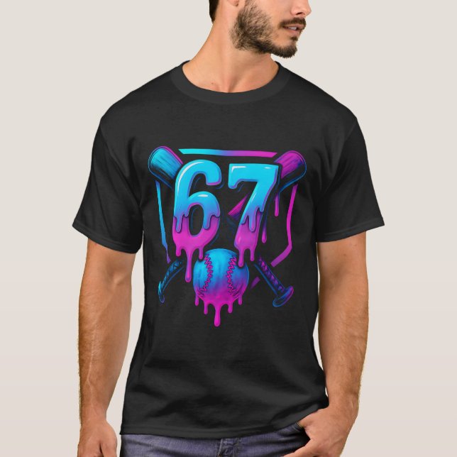 Six Seven Säljer Glass Drip Cool 67 Gen Alpha Sl T Shirt (Framsida)