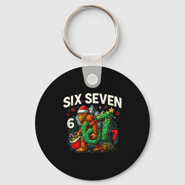 Six Seven Santa Bigfoot Christmas Sasquatch 67 Fun Nyckelring (Framsida)