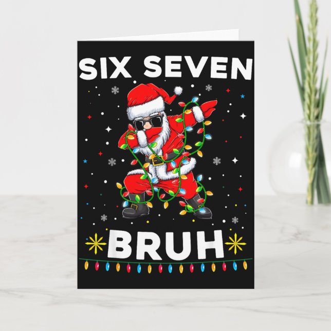 Six Seven Santa Christmas 6 7 Bruh Meme Gen Alpha  Kort (Framsida)
