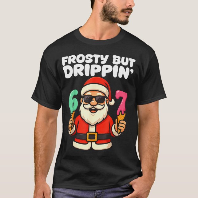 Six Seven Santa Santa Sungles Ice Cream Christmas  T Shirt (Framsida)
