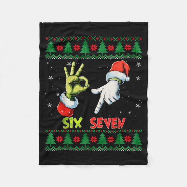Six Seven Skeleton Meme Christmas Ugly Sweater 67  Fleecefilt (Framsidan)