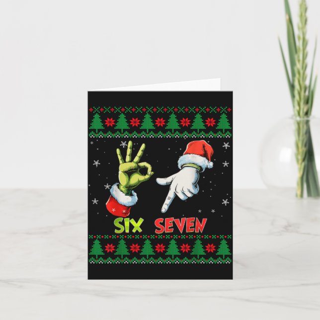 Six Seven Skeleton Meme Christmas Ugly Sweater 67  Kort (Framsida)
