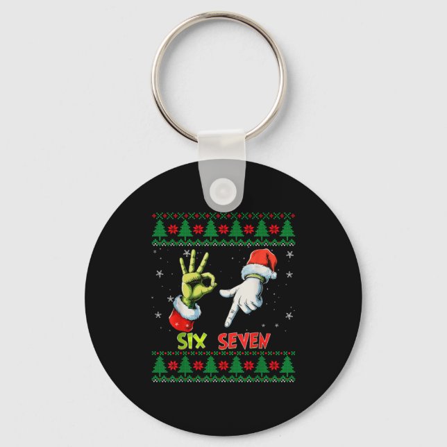 Six Seven Skeleton Meme Christmas Ugly Sweater 67  Nyckelring (Framsida)