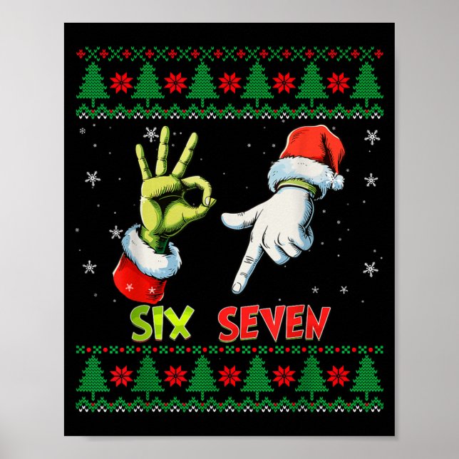 Six Seven Skeleton Meme Christmas Ugly Sweater 67  Poster (Framsidan)