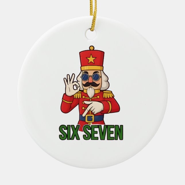 Six Seven Snowman Christmas Nutcracker 6 7 Xmas  Julgransprydnad Keramik (Framsidan)