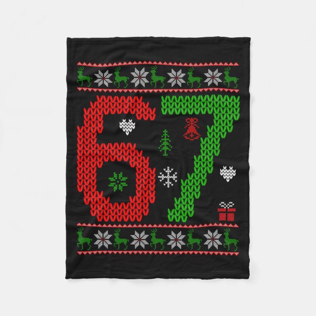 Six Seven Ugly Christmas Sweater 67 Meme Xmas Boys Fleecefilt (Framsidan)