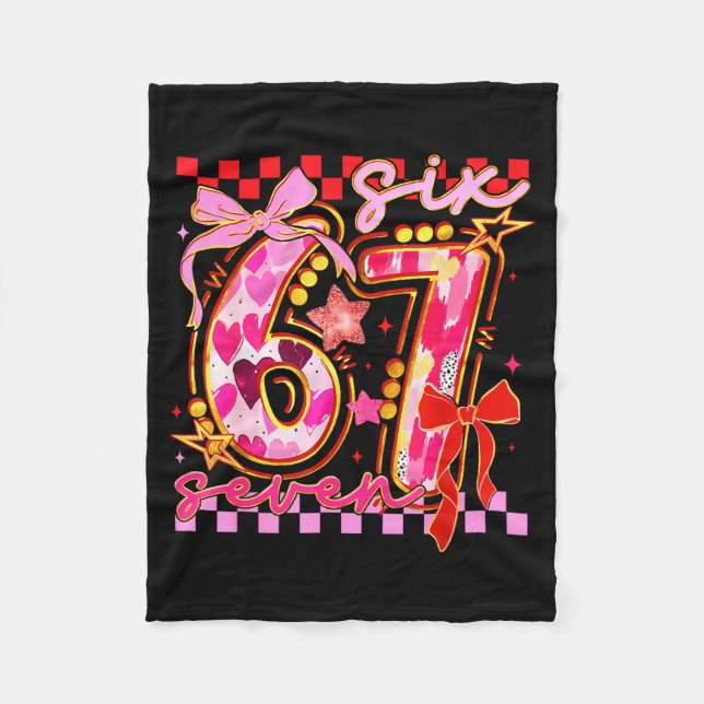 Six Seven Valentine Day Funny Nk 67 Cute Bow Girls Fleecefilt (Framsidan)