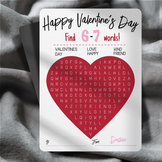 Six Seven Valentine Word Search Heart Exchange Inbjudningar (Skapare uppladdad)