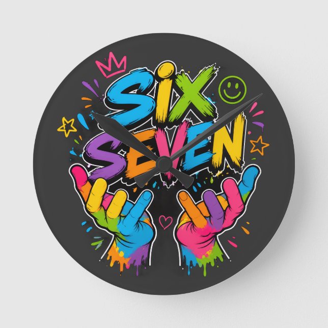 Six Seven Vibe Rund Klocka (Framsida)