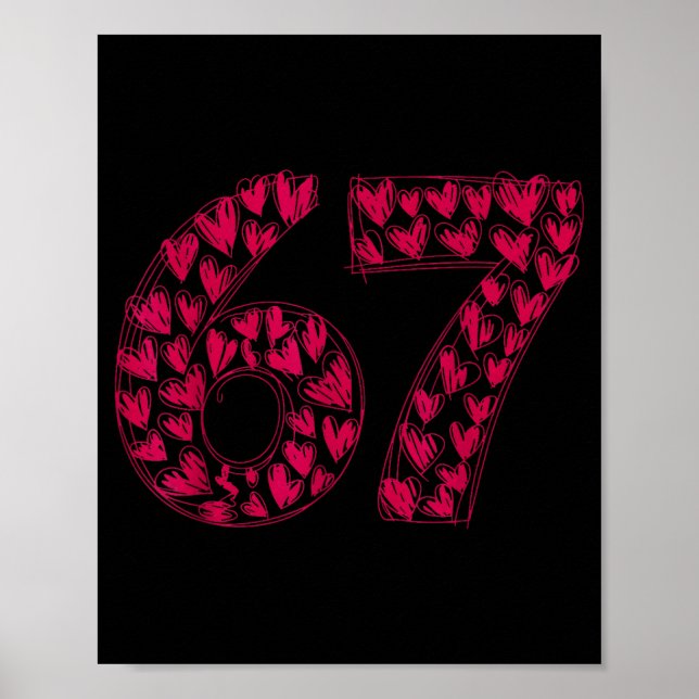 Six Seven Viral Sketch Heart 67 Cute Valentine Sch Poster (Framsidan)