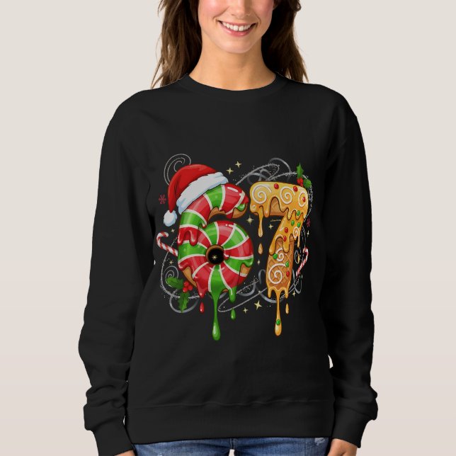 Six Seven Xmas Funny Christmas Meme 6 7 Saying T Shirt (Framsida)