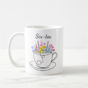 Six-Tea 60-års födelsedags Whimsical Färgrik Blomm Kaffemugg